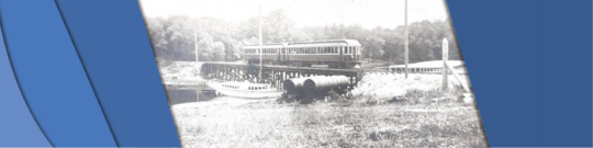 Winnipeg Selkirk Lake Winnipeg Railway Company Banner Winnipeg, Selkirk and Lake Winnipeg Street Car going over a bridge