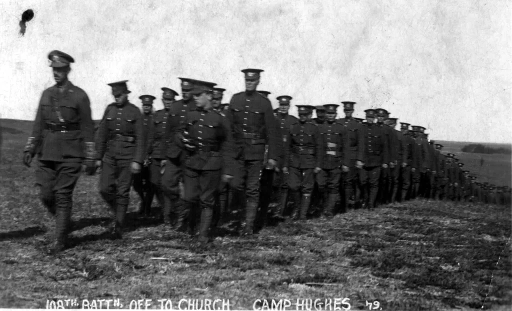 Photo of soldiers marching in a line