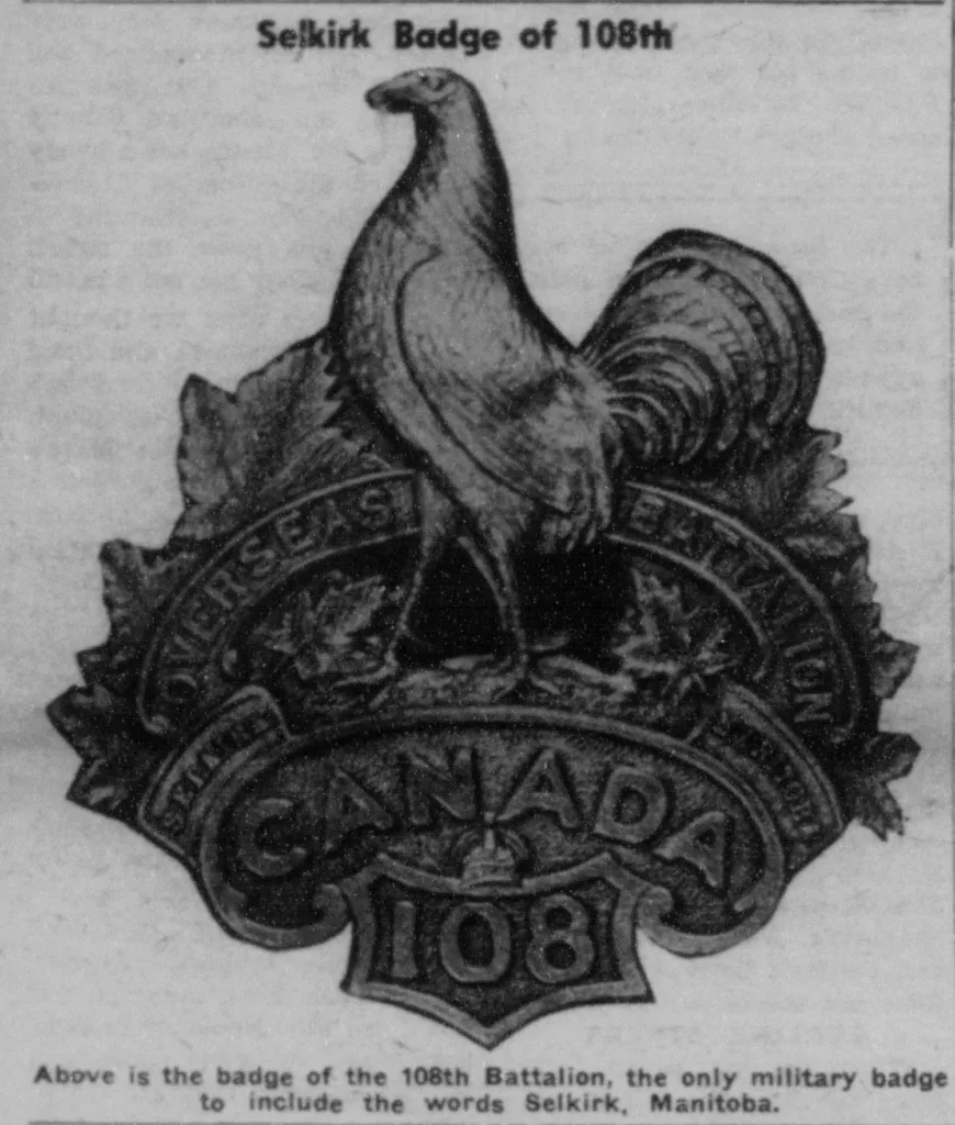 Selkirk Badge of 108th featuring a rooster