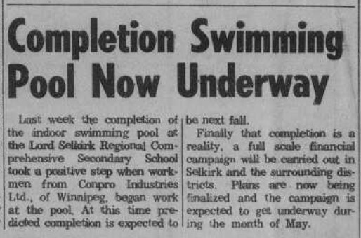 Completion of the Swimming Pool