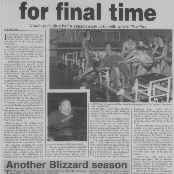 Diebert Dunked for Final Time, 2000, Selkirk Journal Diebert Dunked for Final Time
