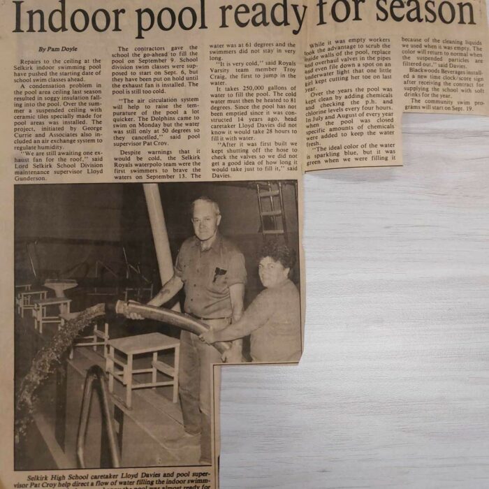 Indoor Pool Ready for Season, 1988, Selkirk Enterprise Indoor Pool Ready for Season
