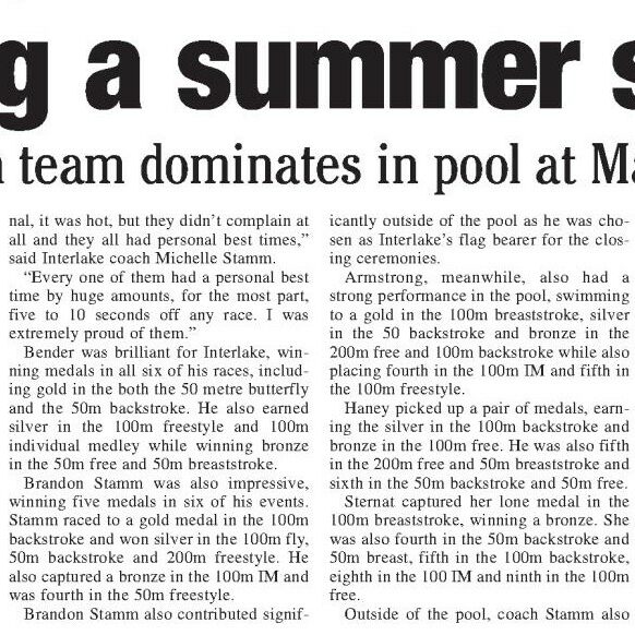 Making a Summer Splash, 2008, Selkirk Journal Making a Summer Splash