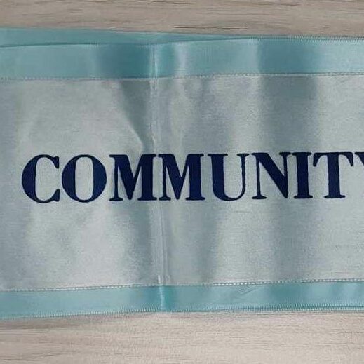 Selkirk Community Pool Opening Banner, 1975 Attached to Top of 2014 Banner, Michelle Stamm Selkirk Community Pool Opening Banner, 1975 Attached to Top of 2014 Banner