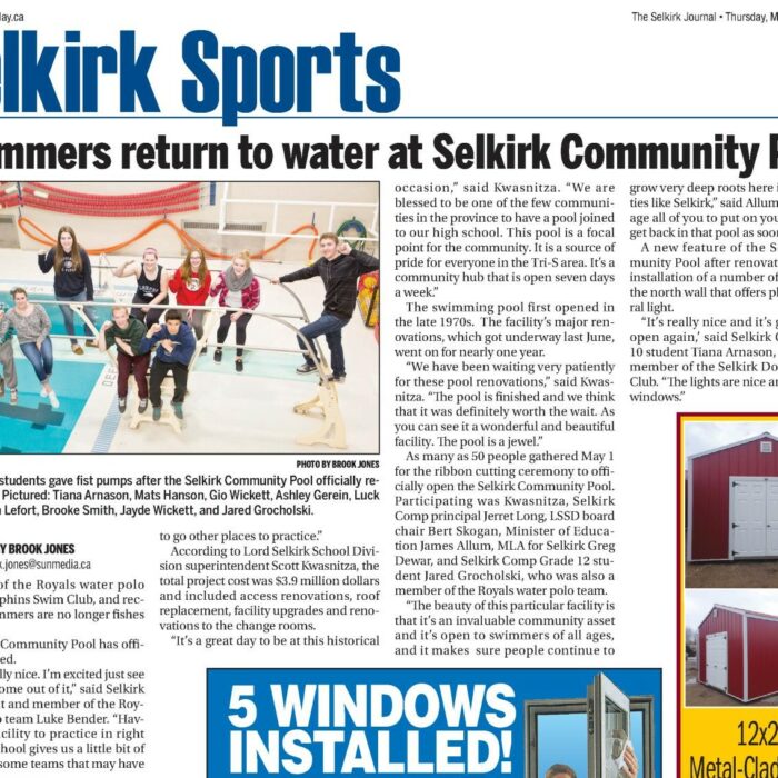 Swimmers Return to Water at Selkirk Community Pool, 2014, Selkirk Journal Swimmers Return to Water at Selkirk Community Pool