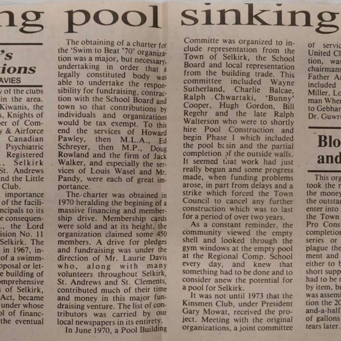 Swimming Pool Sinking Concept, c1991, Selkirk Enterprise Swimming Pool Sinking Concept