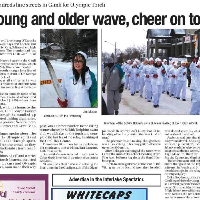 Young and Older Wave, Cheer on Torch, 2010, The Interlake Spectator Young and Older Wave, Cheer on Torch
