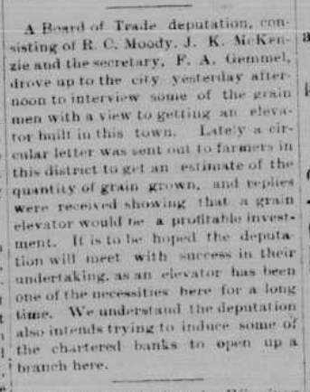 Board of Trade Decide on Grain Elevator, 1902