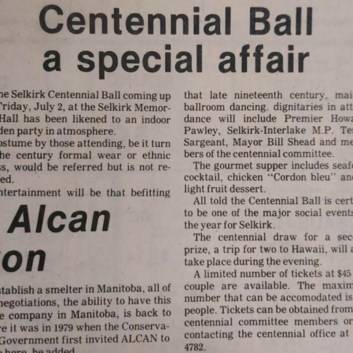 Centennial Ball a Special Affair, 1982, Selkirk Enterprise Centennial Ball a Special Affair