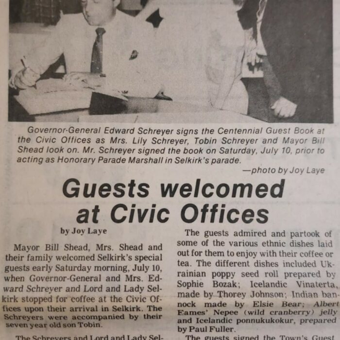 Guests Welcomed at Civic Office, 1982, Selkirk Enterprise Guests Welcomed at Civic Office