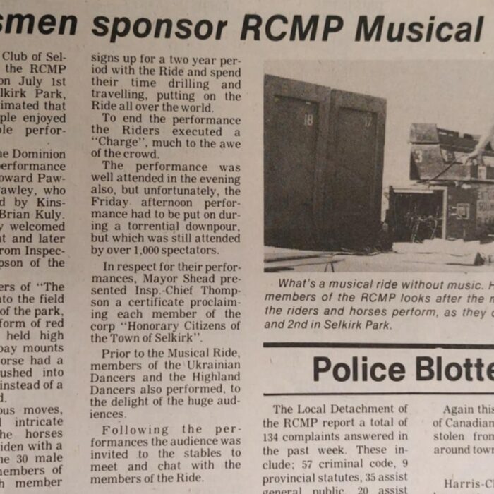 Kinsmen Sponsor RCMP Musical Ride, 1982, Selkirk Enterprise Kinsmen Sponsor RCMP Musical Ride