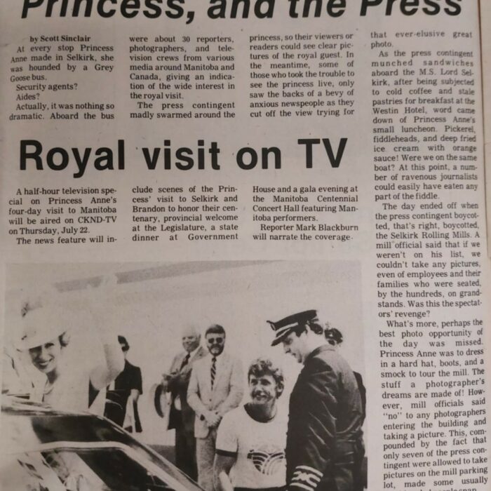 Make Way for the Princess, and the Press, 1982, Selkirk Enterprise Make Way for the Princess, and the Press