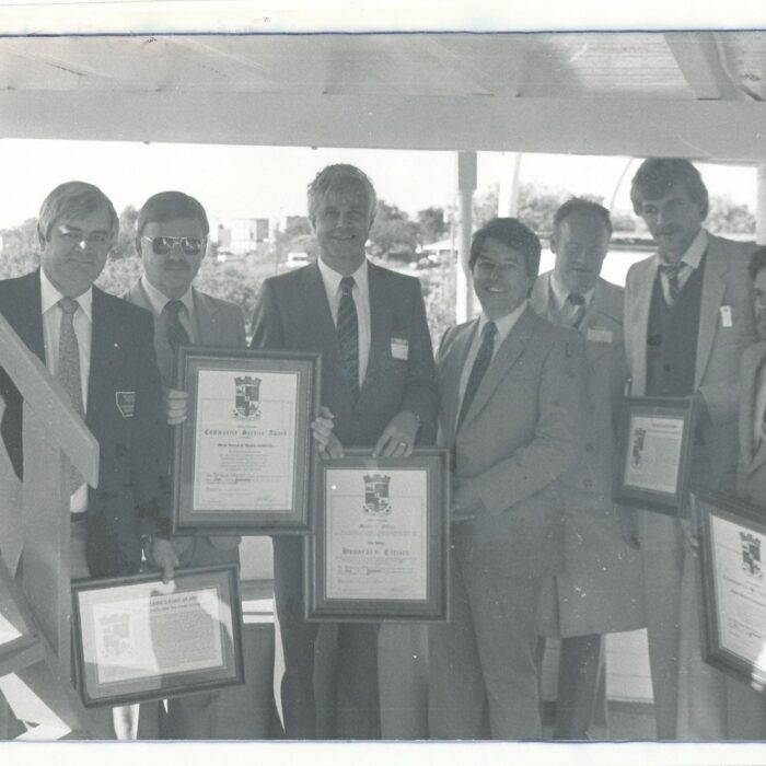 Official Opening of the Marine Museum, Wendy Johnson, Terri Starsiak, Val Goodman, Irene Horon, Bernie Wagner, Bob Davis, 1974,Selkirk Museum Collection Official Opening of the Marine Museum, Wendy Johnson, Terri Starsiak, Val Goodman, Irene Horon, Bernie Wagner, Bob Davis, 1974,Selkirk Museum Collection