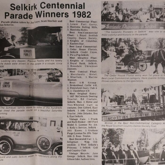 Selkirk Centennial Parade Winners, 1982, Selkirk Enterprise Selkirk Centennial Parade Winners