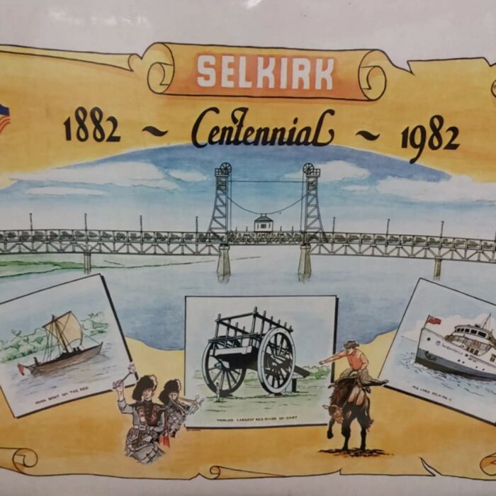 Selkirk Centennial Vinyl Placemat, 1982, Selkirk Centennial Collection Selkirk Centennial placemat