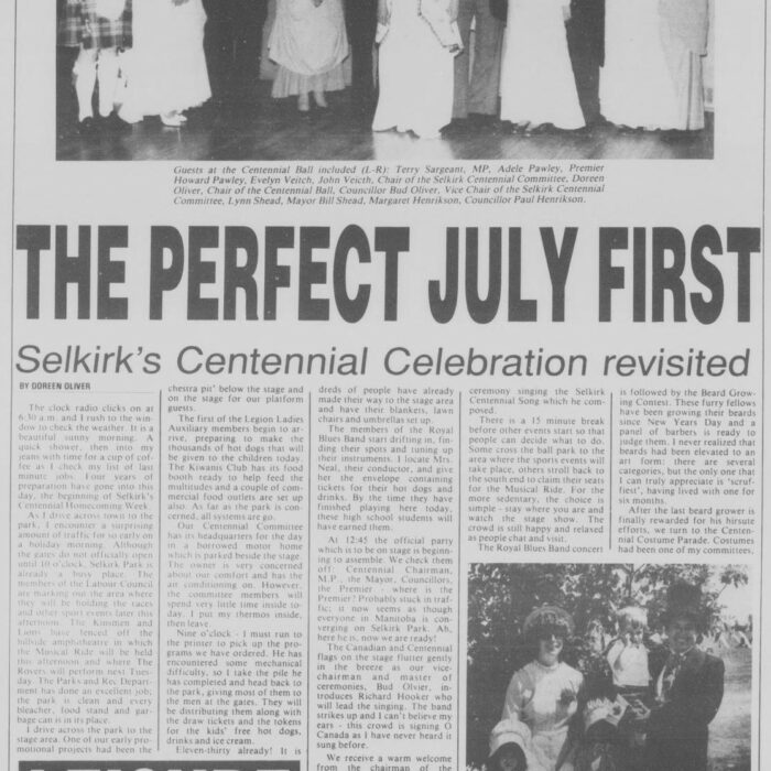 The Perfect July 1, 1992, Selkirk Journal The Perfect July 1, 1992