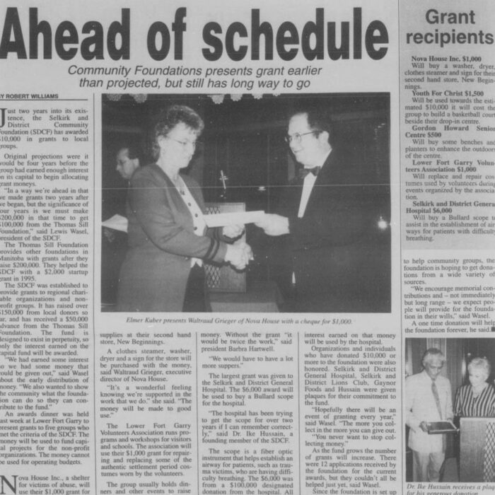 Ahead of Schedule, 1997, Selkirk Journal Ahead of Schedule