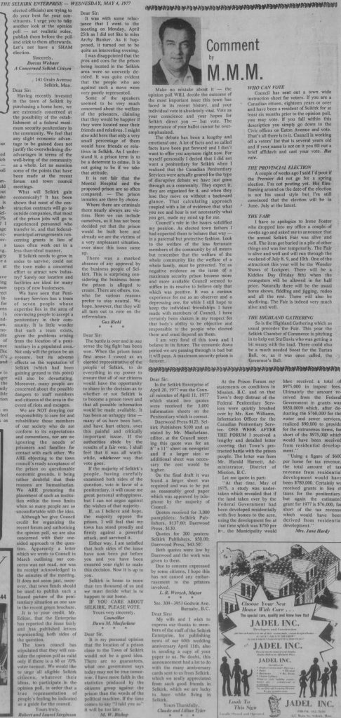 Letters to Editor About the Proposed Prison