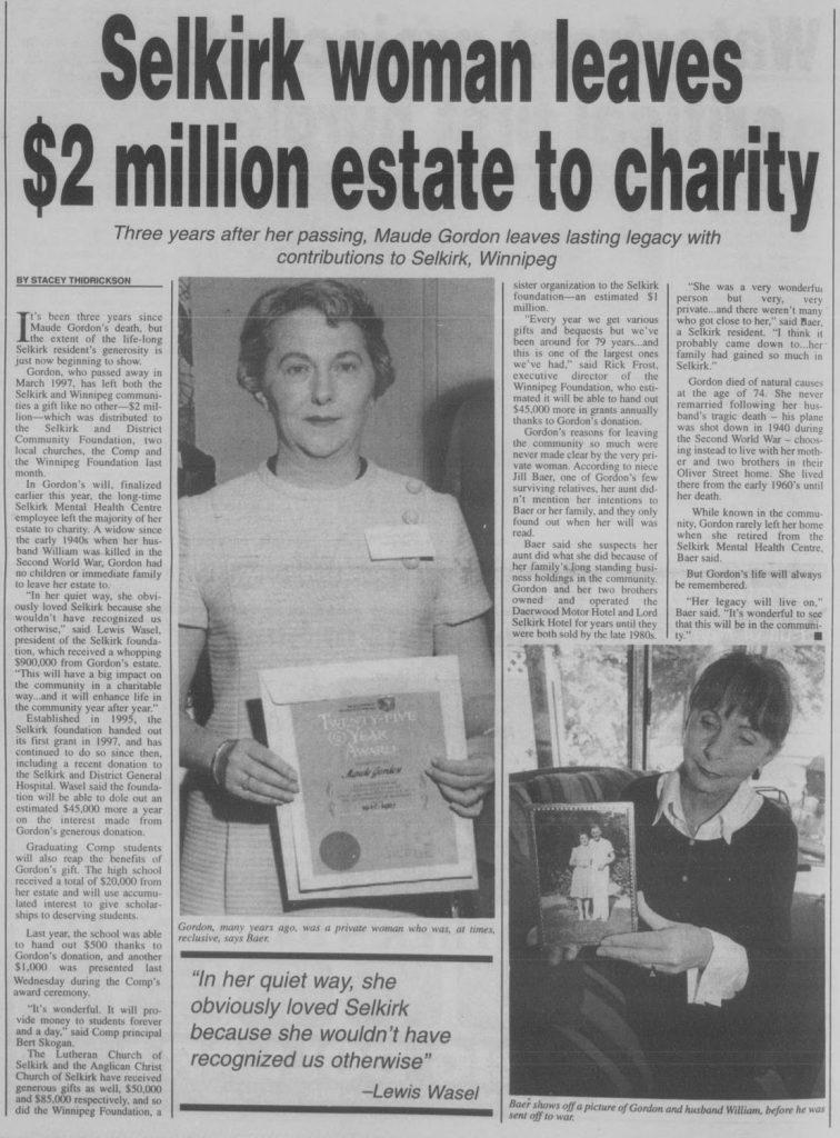 Selkirk Woman Leaves Million Estate to Charity