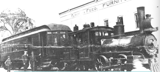 Black and white image of a steam train
