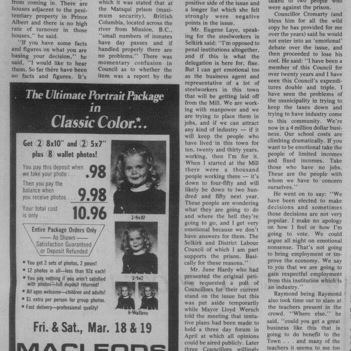 Chambers Jammed for Prison Petitions, 1977, Selkirk Enterprise Chambers Jammed for Prison Petitions