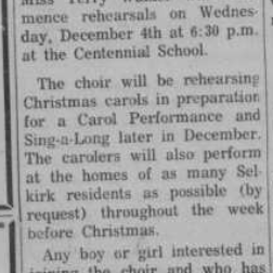 Children's Choir Formed, 1968, Selkirk Enterprise Children's Choir Formed