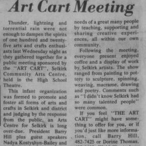 Good Turnout For Art Cart Meeting, 1977, Selkirk Enterprise Good Turnout For Art Cart Meeting