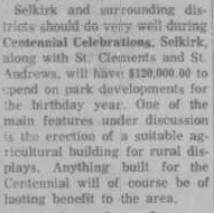 Prediction of Selkirks Property for Canadas Centennial, 1956, Selkirk Enterprise Prediction of Selkirks Property for Canadas Centennial