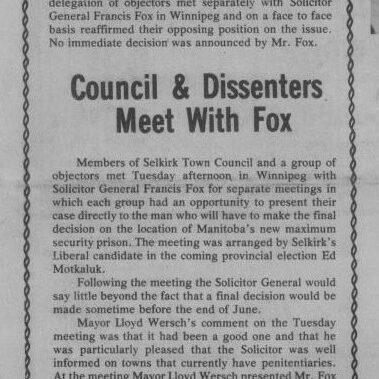 Prison Vote 2-1 In Favour, 1977, Selkirk Enterprise Prison Vote 2-1 In Favour