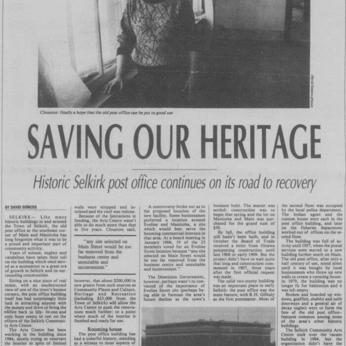 Saving Our Heritage Part 1, 1990, Selkirk Journal Saving Our Heritage