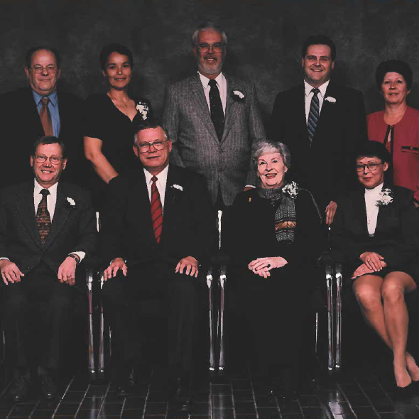 Selkirk City Council, 1998-2002, Selkirk Museum Collection Colour image of a group of people sitting and standing posing for a picture