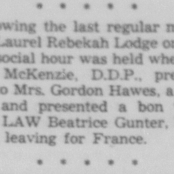 Beatrice Gunter Leaves for France, 1953, Selkirk Enterprise Beatrice Gunter Leaves for France