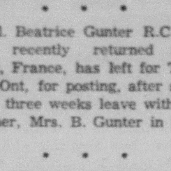 Cpl. Beatrice Gunter Returns From France, 1954, Selkirk Enterprise Cpl. Beatrice Gunter Returns From France