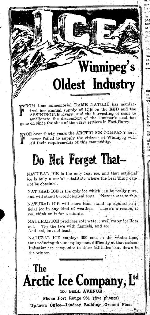 Arctic Ice Company Newspaper Advertisement