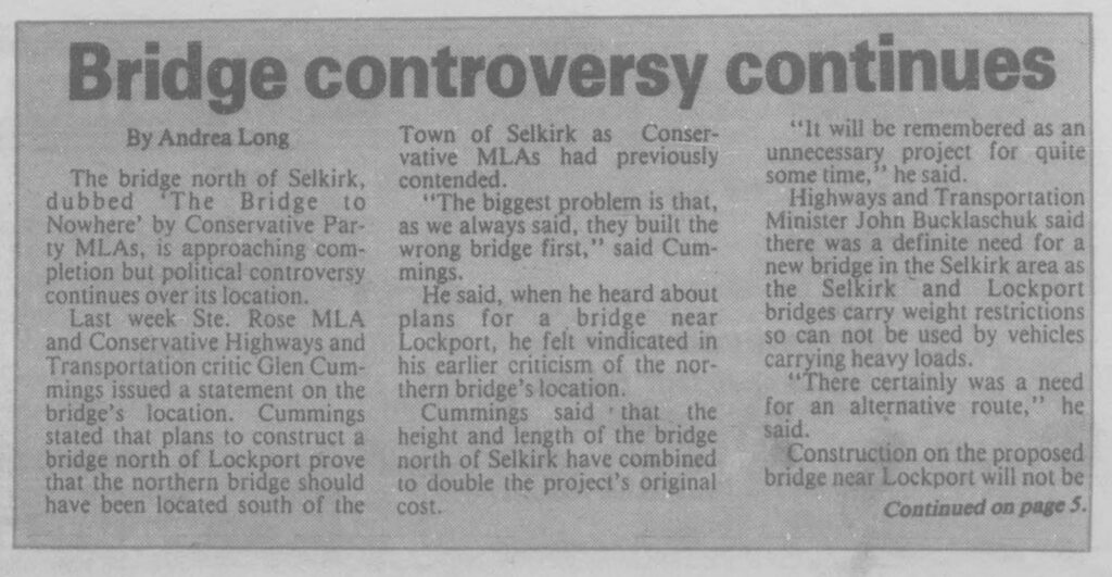 Bridge Controversy Continues