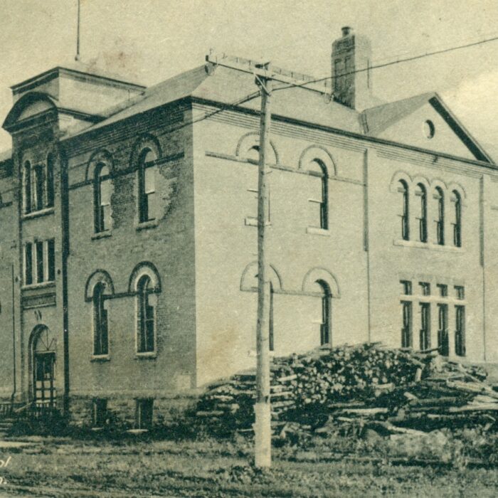Central School, 1906, Archives of Manitoba A black and white image of a large three story school building