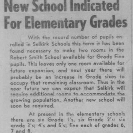 New School Indicated for Elementary Grades, 1961, Selkirk Enterprise New School Indicated for Elementary Grades