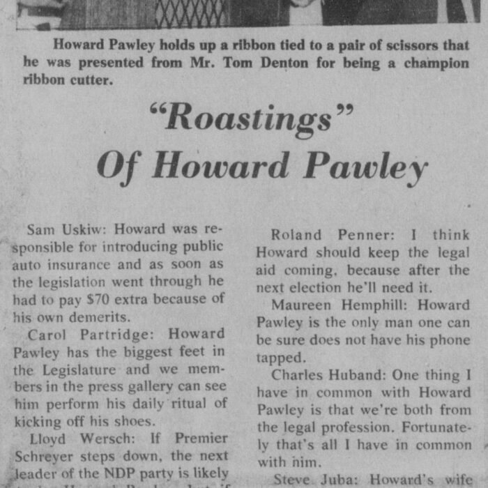 Roastings of Pawley, 1976, Selkirk Enterprise Roastings of Pawley
