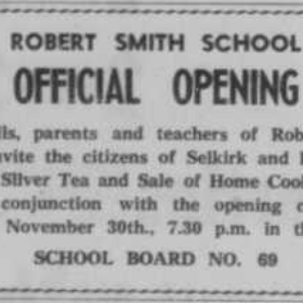 Robert Smith School Official Opening, 1959, Selkirk Enterprise Robert Smith School Official Opening