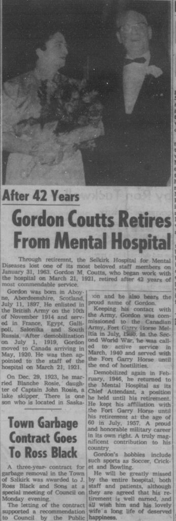 After 42 Years Gordon Coutts Retires from Mental Hospital
