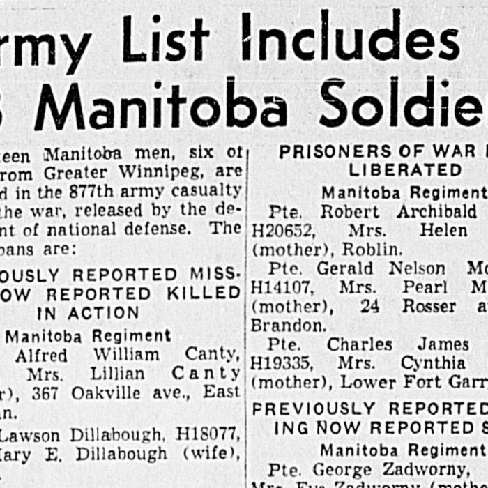 Army List Includes 13 Manitoba Soldiers
