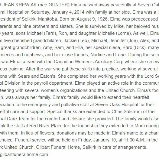 Elma Gunter Obituary