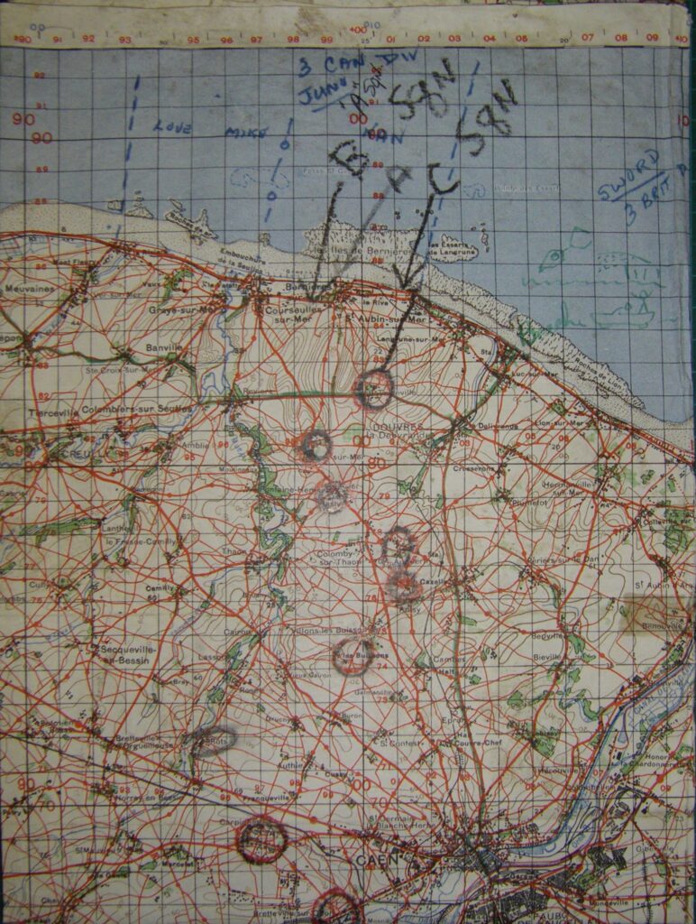 A colour map of where each squadron would be stationed for the D-Day invasion