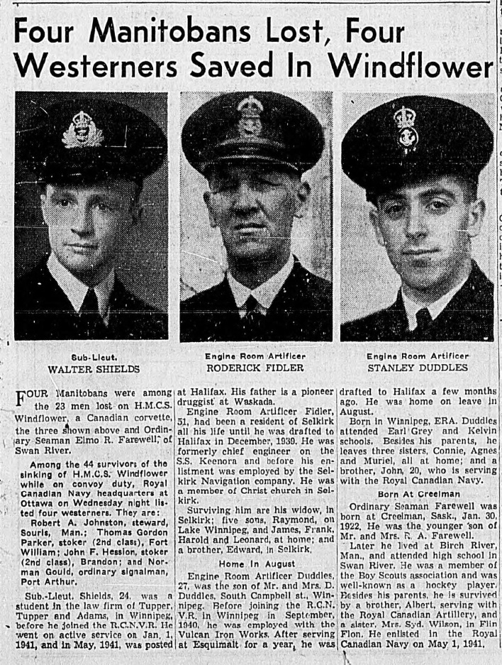 Four Manitobans Lost, Four Westerners Saved in Windflower