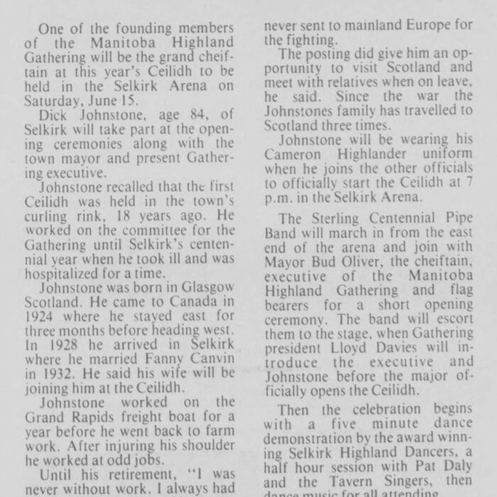 Grand Ceilidh, 1985, Selkirk Journal Grand Ceilidh