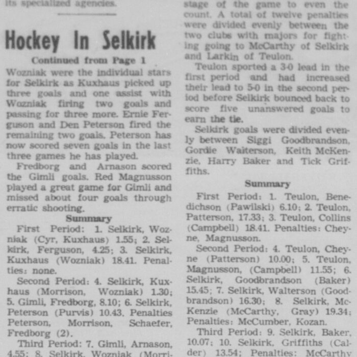 Hockey in Selkirk