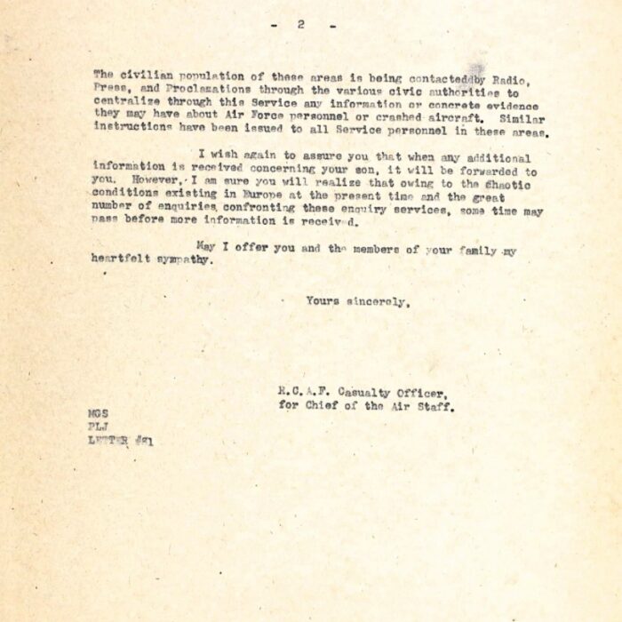 Letter to W.S. Griffiths Page 2, 1945, Canadian Virtual War Memorial Letter to W.S. Griffiths Page 2