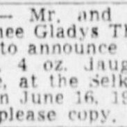 Mary Norquay Birth Announcement