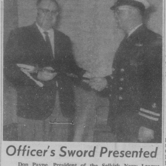 Officer's Sword Presented, 1963, Selkirk Enterprise Officer's Sword Presented
