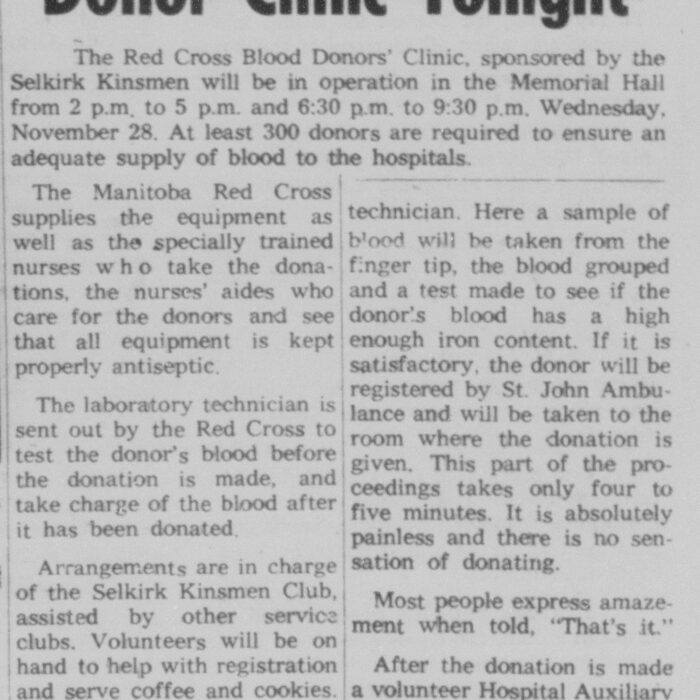 Red Cross Blood Donor Clinic Tonight